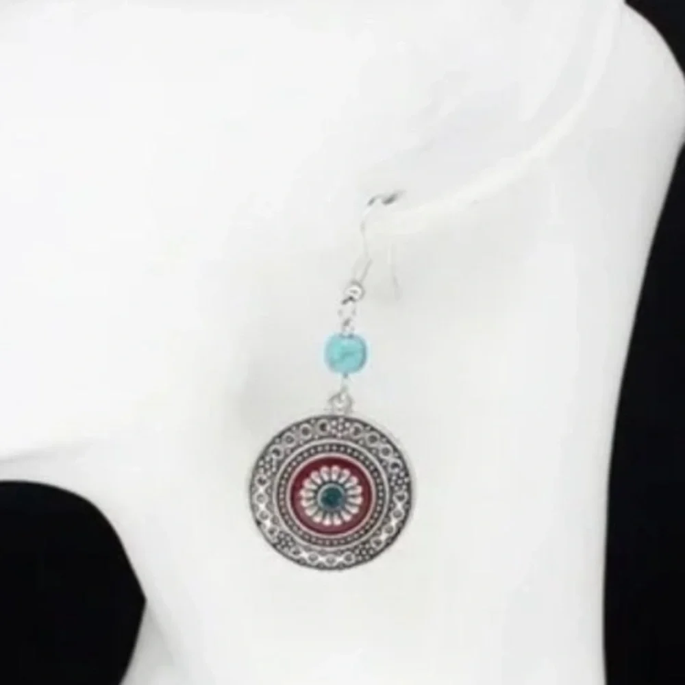 NEW Boutique Silver Drop Western Boho Style Earrings - Picture 11 of 12
